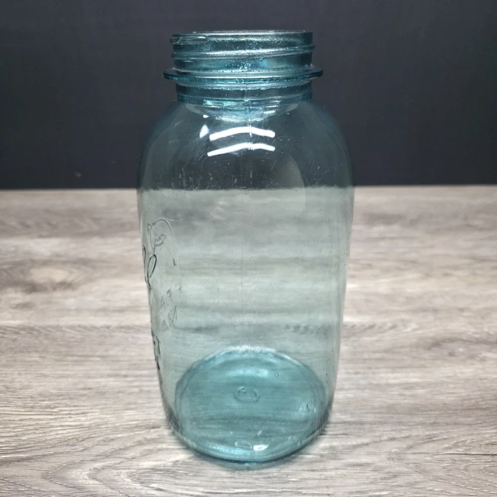 Vintage Blue Ball Perfect Mason Jar 2 Quart Half Gallon Aqua Canning Jar 6